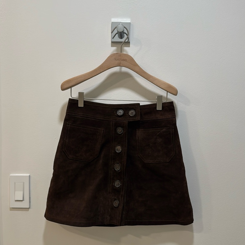 Vintage suede button front mini